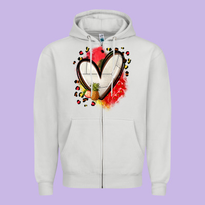 Fruits And Volleyball Heart Zipper Hoodie Designed By Zillion Design Studio