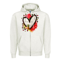 Oatmeal Heather fruits and volleyball heart Zipper Hoodie - Zillion Design Studio