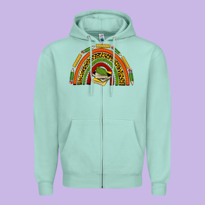 Black History Teacher Rainbow Zipper Hoodie Designed By Texasbilliewilder