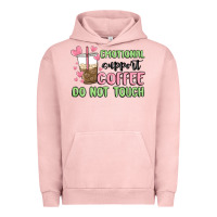 Pigment Salmon emotional support coffee do not touch Urban Hoodie - MaliasSmallBusiness