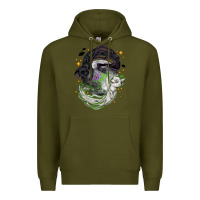 Army Green Magical cats ghost with moon Halloween Premium Hoodie - NancyCooperArtShop
