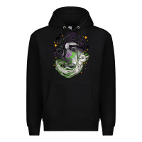 Black Magical cats ghost with moon Halloween Premium Hoodie - NancyCooperArtShop