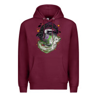 Burgundy Magical cats ghost with moon Halloween Premium Hoodie - NancyCooperArtShop
