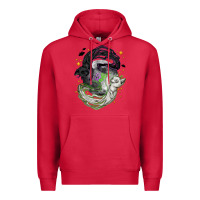 Cardinal Magical cats ghost with moon Halloween Premium Hoodie - NancyCooperArtShop