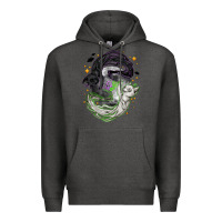Charcoal Heather Magical cats ghost with moon Halloween Premium Hoodie - NancyCooperArtShop