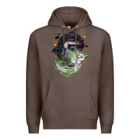 Coffee Magical cats ghost with moon Halloween Premium Hoodie - NancyCooperArtShop