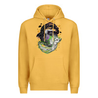 Mustard Magical cats ghost with moon Halloween Premium Hoodie - NancyCooperArtShop