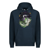 Navy Magical cats ghost with moon Halloween Premium Hoodie - NancyCooperArtShop