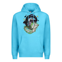 Ocean Blue Magical cats ghost with moon Halloween Premium Hoodie - NancyCooperArtShop