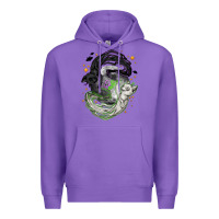 Purple Magical cats ghost with moon Halloween Premium Hoodie - NancyCooperArtShop