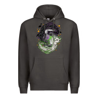 Smoke Magical cats ghost with moon Halloween Premium Hoodie - NancyCooperArtShop