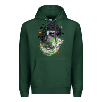 Sports Green Magical cats ghost with moon Halloween Premium Hoodie - NancyCooperArtShop