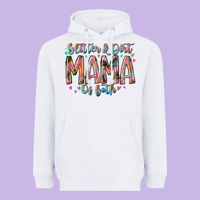 Glitter And Dirt Mama Of Both Heavyweight Hoodie Designed By Racoondesign