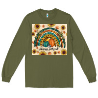 Army Green Happy Fall y'all Long Sleeve Tee - RanaPortraitStore