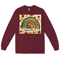Burgundy Happy Fall y'all Long Sleeve Tee - RanaPortraitStore