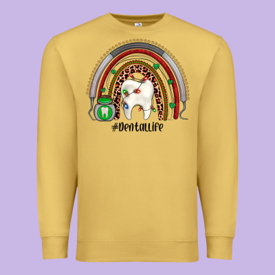 Christmas Dental Life Rainbow Premium Sweatshirt Designed By Jahusdesignshop