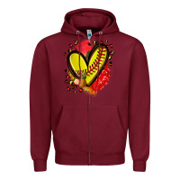 Burgundy fruits and softball heart Zipper Hoodie - Zillion Design Studio