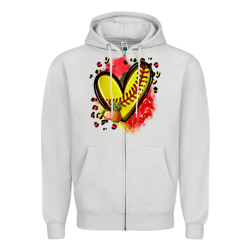 Fruits And Softball Heart Zipper Hoodie by Zillion Design Studio | Teevron