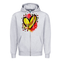 Heather Grey fruits and softball heart Zipper Hoodie - Zillion Design Studio