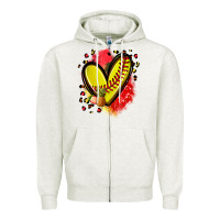 Oatmeal Heather fruits and softball heart Zipper Hoodie - Zillion Design Studio