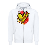 White fruits and softball heart Zipper Hoodie - Zillion Design Studio