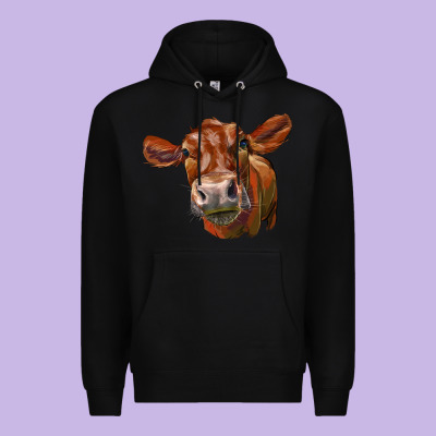 Red Angus Face Premium Hoodie Designed By Lillyallendesigns