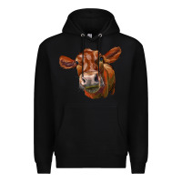 Black red angus face Premium Hoodie - LillyAllenDesigns