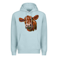 Blue Mist red angus face Premium Hoodie - LillyAllenDesigns