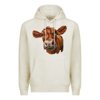 Oatmeal Heather red angus face Premium Hoodie - LillyAllenDesigns