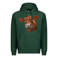 Sports Green red angus face Premium Hoodie - LillyAllenDesigns
