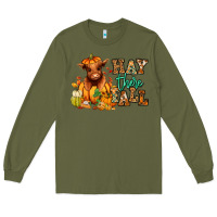 Army Green Hay there Fall pumpkin heifer Long Sleeve Tee - RanaPortraitStore