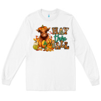 White Hay there Fall pumpkin heifer Long Sleeve Tee - RanaPortraitStore