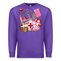 Purple nurse  valentines day love Premium Sweatshirt - AdoDesignShop