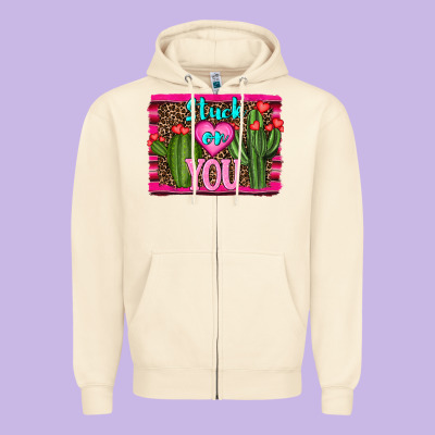 Stuck On You Cactus Zipper Hoodie Designed By Ranaportraitstore