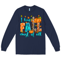 Navy I love Fall most of all Long Sleeve Tee - RanaPortraitStore