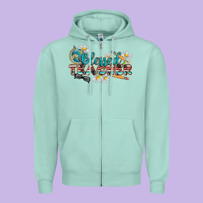 Blessed Teacher Zipper Hoodie Designed By Texasbilliewilder