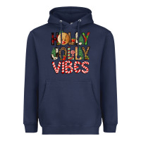 Navy holly jolly vibes Heavyweight Hoodie - FaDigitalArtStudio