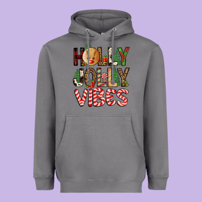 Holly Jolly Vibes Heavyweight Hoodie Designed By Fadigitalartstudio