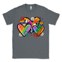 Charcoal Heather pride hearts Classic Tee - texasbilliewilder