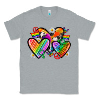 Heather Grey pride hearts Classic Tee - texasbilliewilder