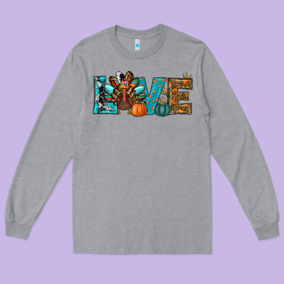 Long Sleeve Tee Love Thanksgivings Turkey
