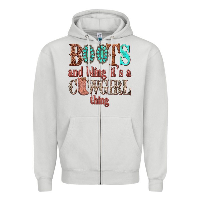 Boots And Bling Its A Cowgirl Thing Zipper Hoodie by texasbilliewilder | Teevron