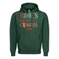 Sports Green boots and bling its a cowgirl thing Zipper Hoodie - texasbilliewilder