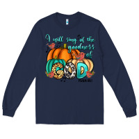 Navy I will sing of the goodness of God Psalm 89:1 Long Sleeve Tee - RanaPortraitStore
