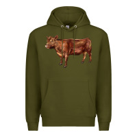 Army Green red angus cow Premium Hoodie - LillyAllenDesigns