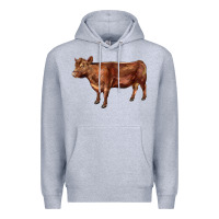 Heather Grey red angus cow Premium Hoodie - LillyAllenDesigns