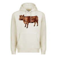 Oatmeal Heather red angus cow Premium Hoodie - LillyAllenDesigns