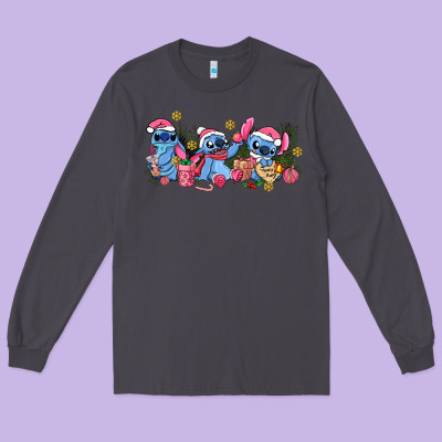 Pink Christmas Stitch And Gifts Long Sleeve Tee Designed By Adodesignshop
