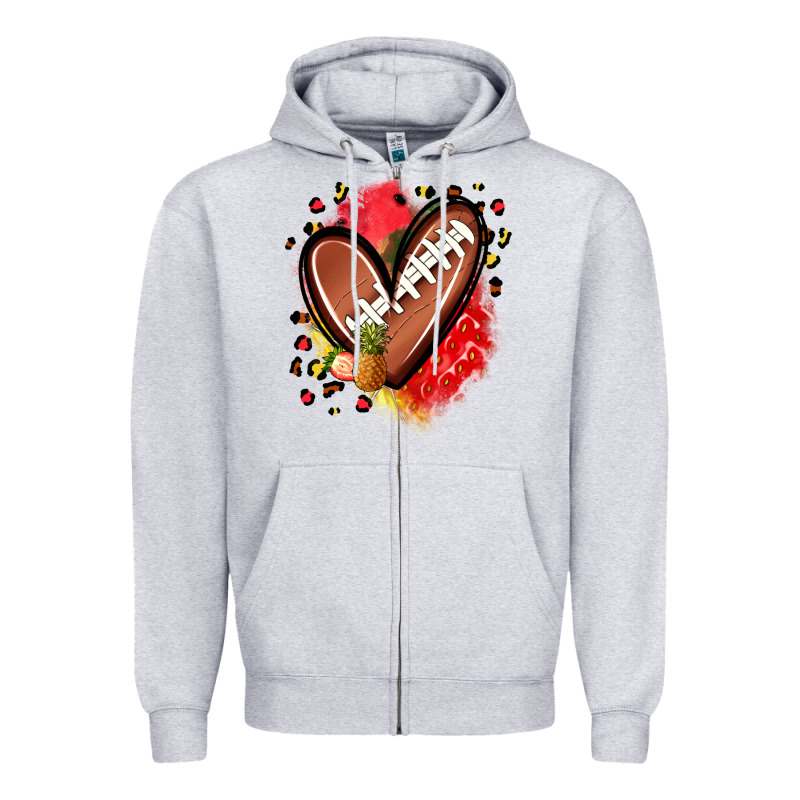 Fruits And Football Heart Zipper Hoodie by Zillion Design Studio | Teevron