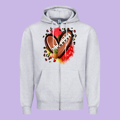 Fruits And Football Heart Zipper Hoodie Designed By Zillion Design Studio